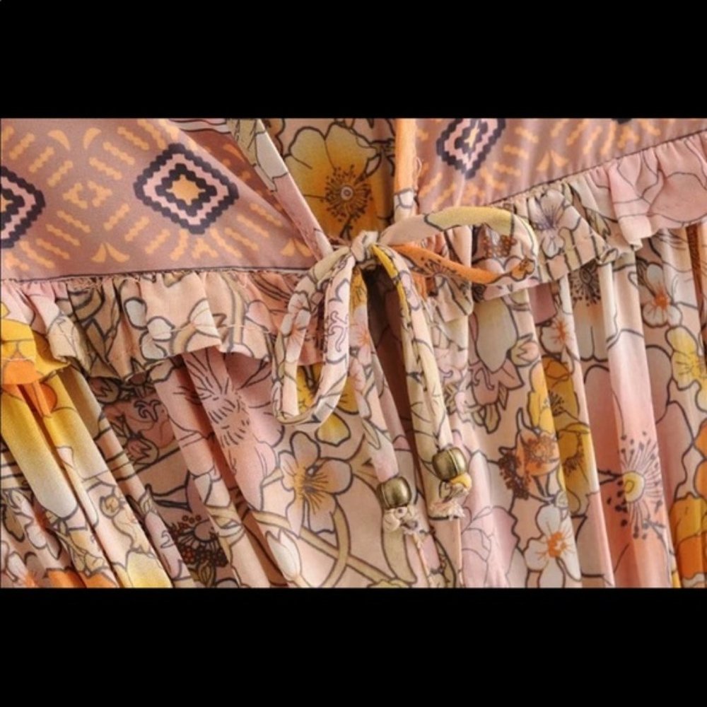 Long Sleeve Boho Floral Gypsy Print Maxi Dress - Picture 14 of 15